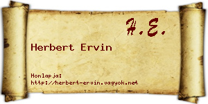 Herbert Ervin névjegykártya